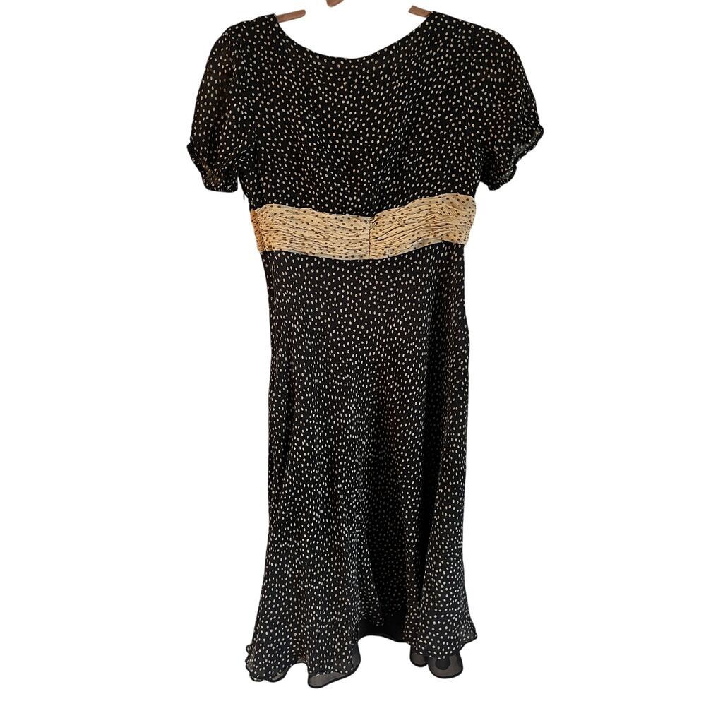 Suzi Chin 100% Silk Short Dress Short Sleeve Brown Y2K Pattern Size 6 Side Zip - Picture 6 of 6